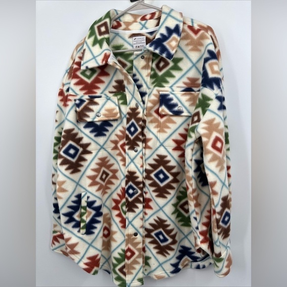 FORNIA Los Angeles pola fleece Shacket XL Southwestern Aztec Print NWOT - Picture 1 of 6